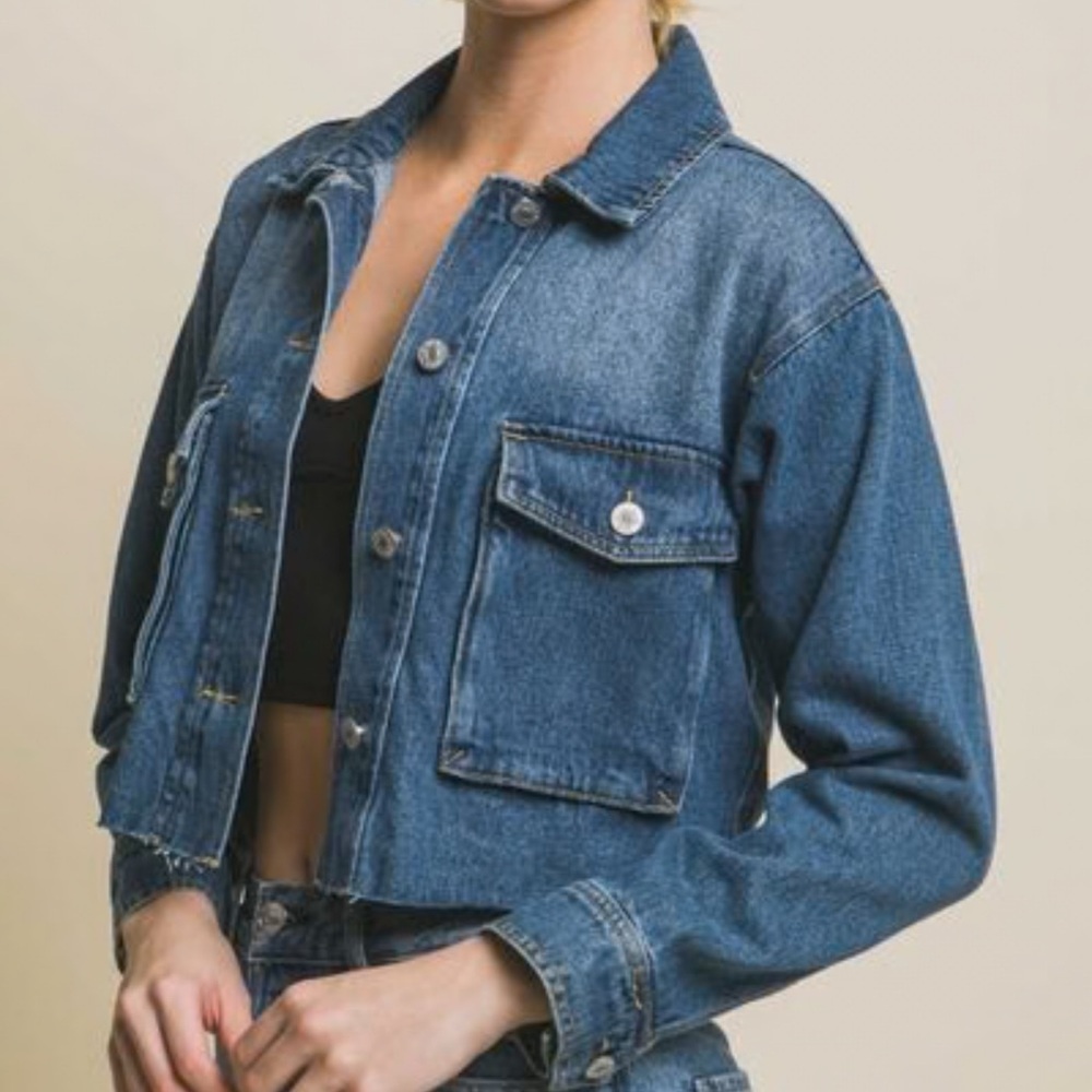 Love Tree Lightweight Denim Jacket Cotton Crop Sz L